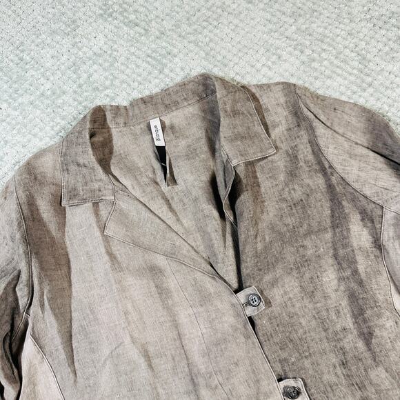 BLANQUE Linen Oversized Flowy Lagenlook Tunic Top Sz1 Chore Buttons - Picture 5 of 10